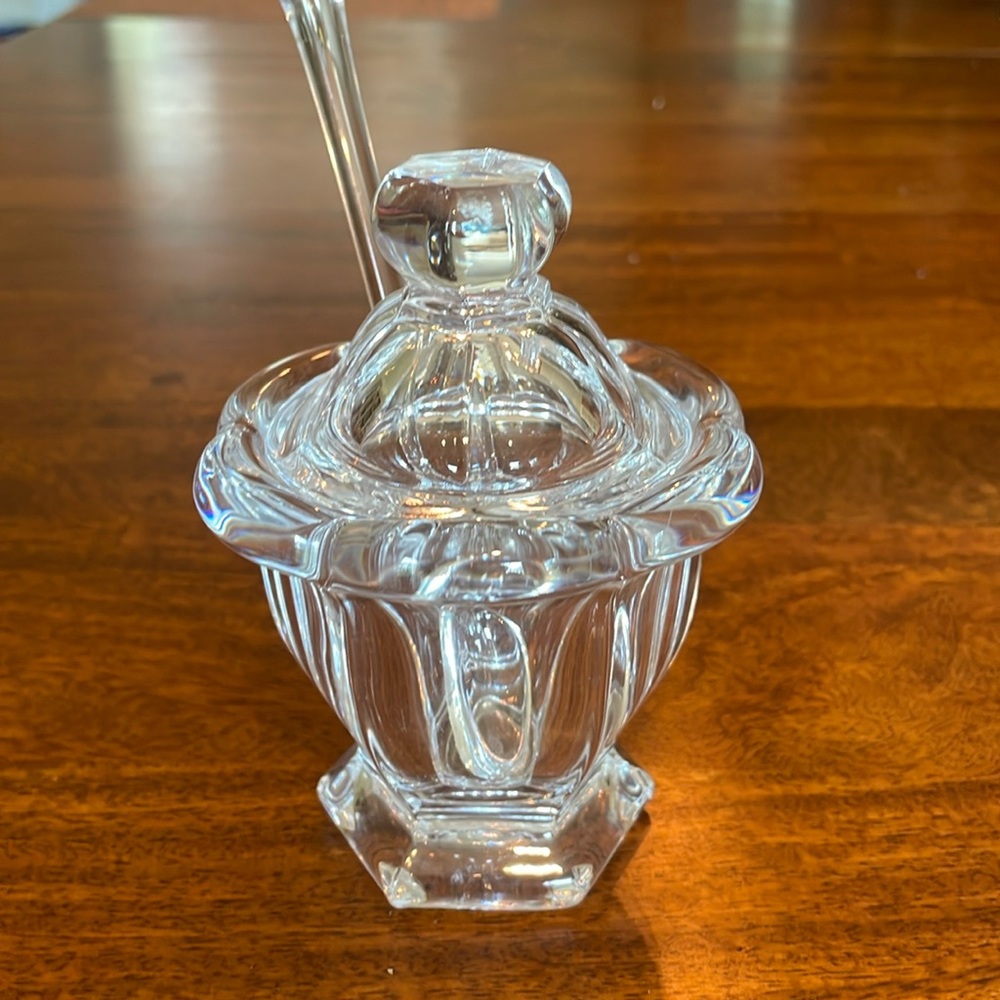 VINTAGE BACCARAT CRYSTAL SUGAR/JAM JAR WITH ORIGINAL SPOON (Rare!)